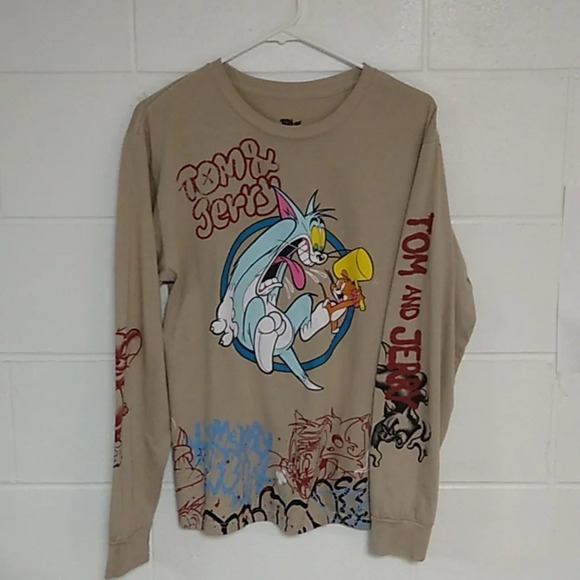 TOM AND JERRY GRAPHIC GRAFITI LONG SLEEVE TEE SHIRT MED 38-40 - Picture 8 of 8